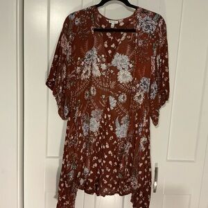 Floral Rust Kimono Top
